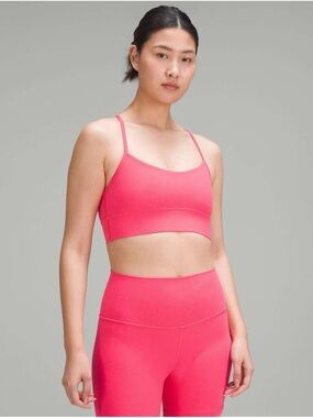 Lululemon Flow Y Nulu Longline Bra Lip Gloss Pink Size 14 Light Support